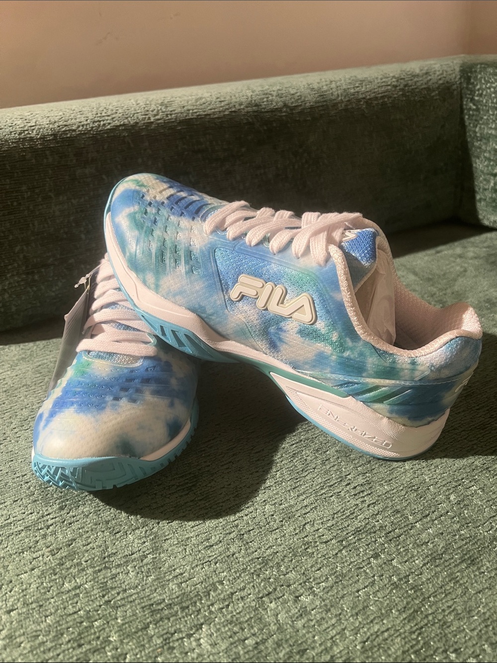 Fila Blue and White Tie-Dye Athletic Sneakers